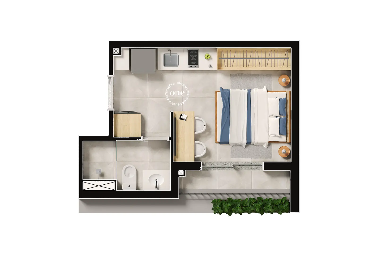 Studio 21 m² Nex One Caiubi